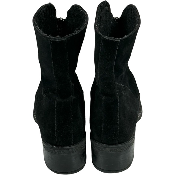 Aquatalia Black Suede Leather Zip Up Block Heel Waterproof Ankle Boots Size 8 - Picture 3 of 7